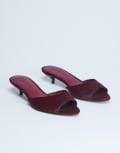 [Topshop] Topshop Alba real leather peep toe kitten heel mules in red pony 35 Red pony