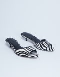 [Topshop] Topshop Alba real leather peep toe kitten heel mules in zebra pony-Black 38 Zebra