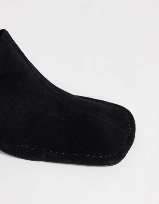 Topshop Alberto äkta läder mules med bred blockklack i svart, 3 av 4