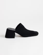 Topshop Alberto real leather wide block heel mule in black