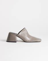 Topshop Alberto real leather wide block heel mule in grey