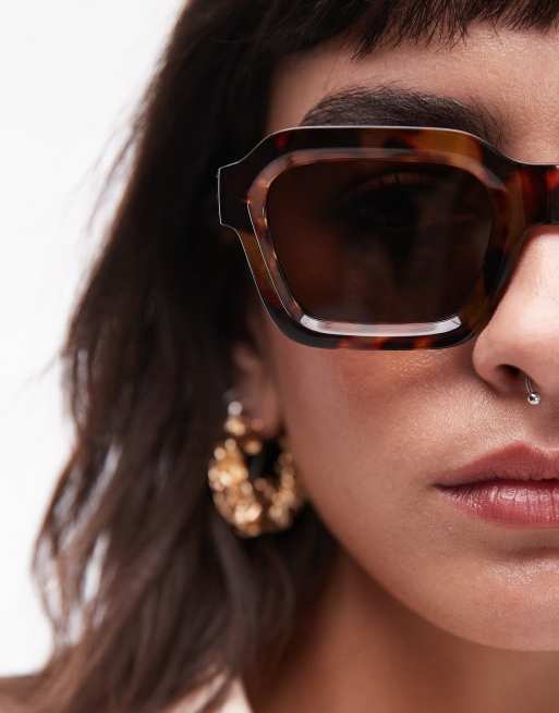 Topshop - Alder - Occhiali da sole oversize squadrati tartarugati