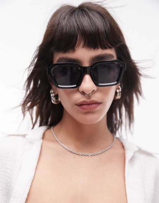Topshop - Alder - Store, vinklede solbriller i sort