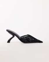 Topshop Alessio angular heel pointed court shoe in black zebra mesh