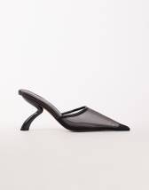 Topshop Alessio angular heel pointed court shoe in chocolate mesh