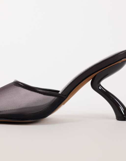 Topshop Alessio escarpin à bout pointu et talon angulaire en mesh chocolat, 3 de 4