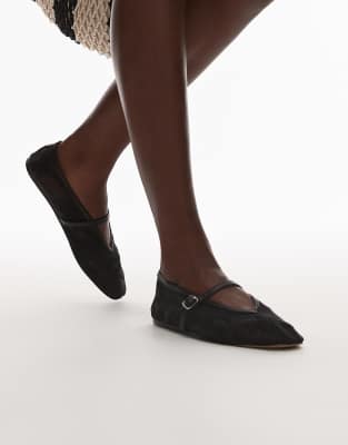 Topshop Alex Embroidered Flower Ballet Flats
