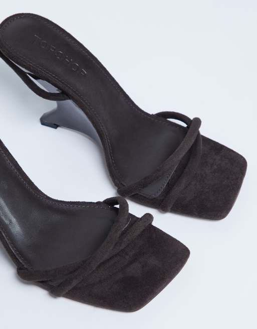 Topshop – Alexa – Czekoladowe mule na koturnie, 4 z 4