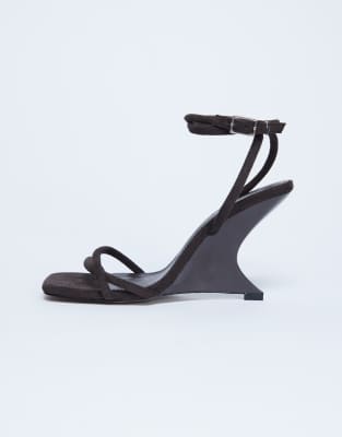 Topshop - Alexa - Keilabsatz-Mules in Schokobraun-Brown