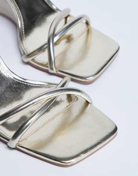 Topshop - Alexa - Mules à talon compensé - Doré