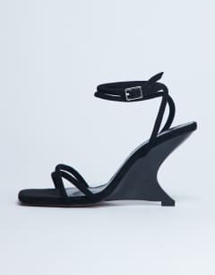Alexa wedge heeled mule in black