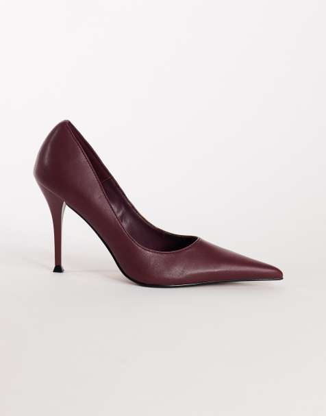 Topshop Alexander high heel court shoe in burgundy - view 1