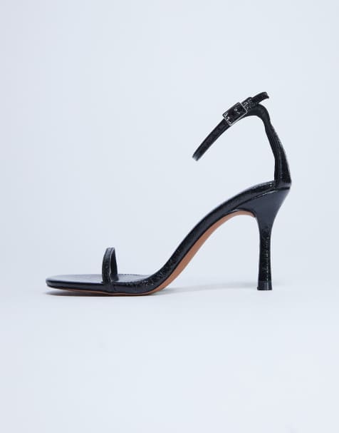 Topshop – Alexi – Czarne dwuczęściowe sandały na obcasie - view 1