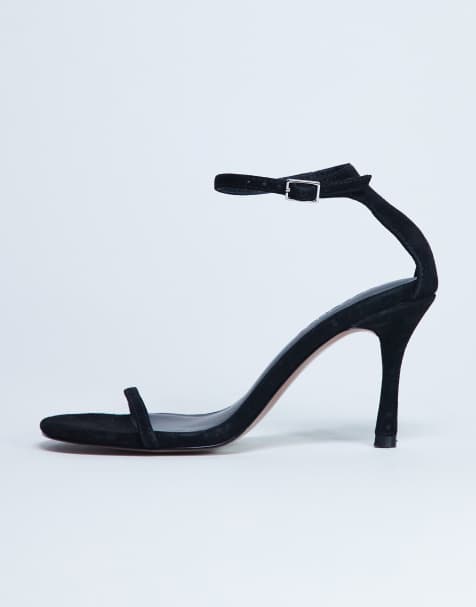 Topshop Alexi real suede 2 part heeled sandal in black - view 1