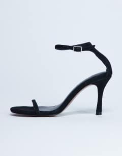 Alexi real suede 2 part heeled sandal in black