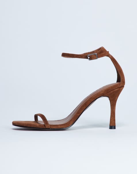 Topshop Alexi real suede 2 part heeled sandal in camel - view 1