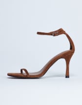 Topshop Alexi real suede 2 part heeled sandal in camel