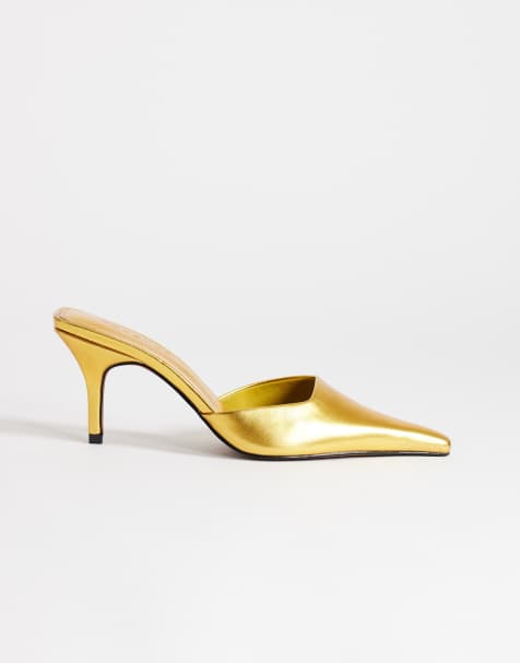 Topshop - Alfie - Escarpins pointus à talon mi-haut - Doré - view 1