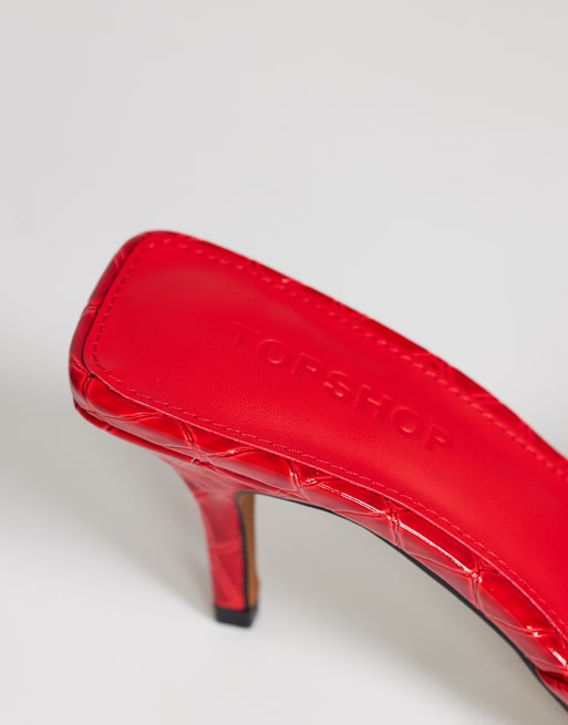 Topshop - Alfie - Escarpins pointus effet croco - Rouge, 4 de 4
