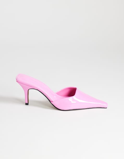 Topshop Alfie pointed heeled court shoes in patent pink - view 1