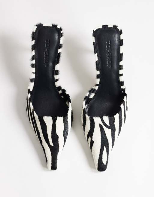 Topshop Alfie spitze Pumps mit mittelhohem Absatz im Zebra-Print aus Echtleder, 3 von 4