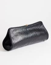 Topshop Alice medium clutch bag in black ostrich
