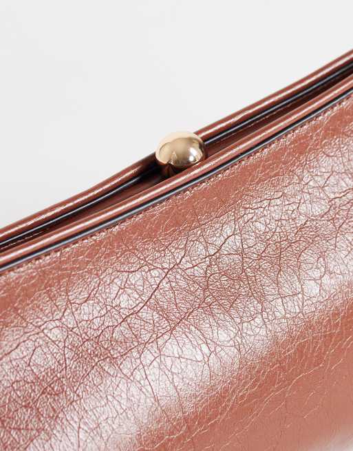 Topshop Alice medium clutch bag in tan, 3 of 4