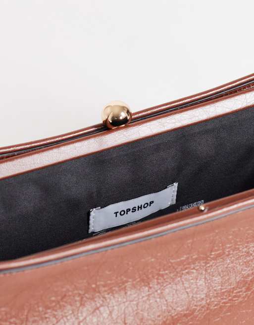 Topshop Alice medium clutch bag in tan, 4 of 4