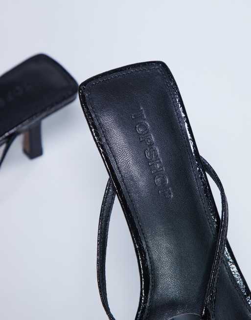 Topshop - Alice - Muiltjes met hardware, vierkante neus en hak in zwart, 4 van 4