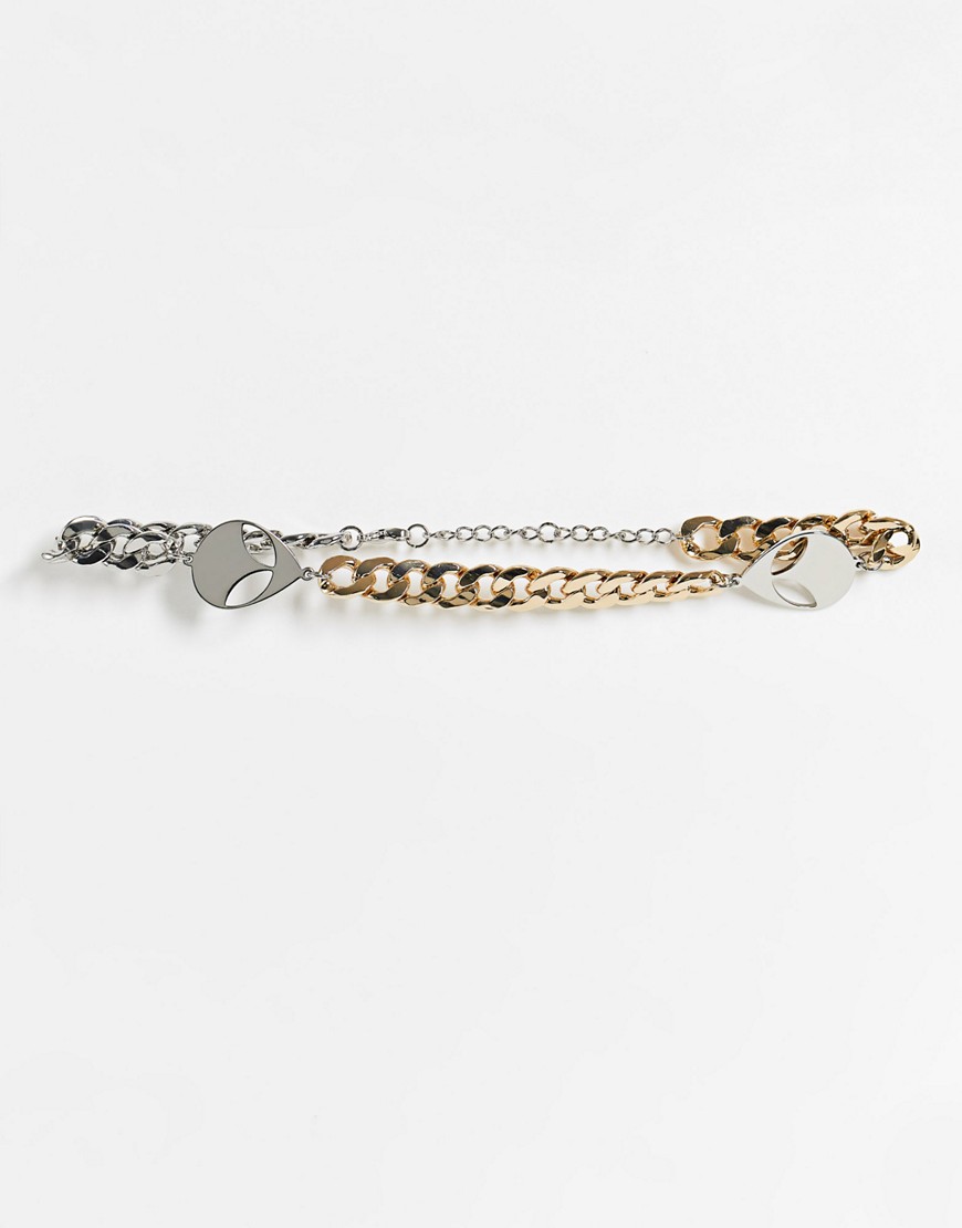 Topshop alien charm chain necklaces in mixed metals-Multi