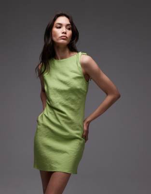 Topshop - Aline - Rückenfreies Minikleid aus Cupro in Limette-Grün