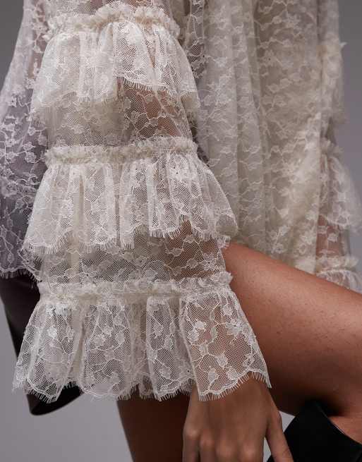 Topshop all over lace top in ivory