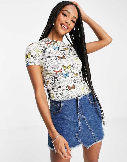 Topshop  all over print crop in multi