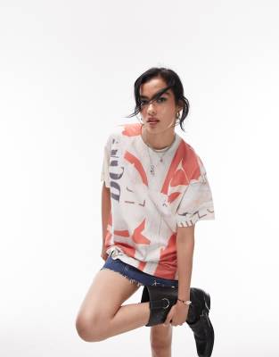 White And Red Circle Print Top