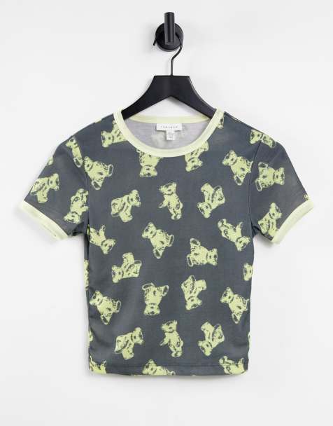 Topshop all over teddy baby t-shirt in grey - view 1