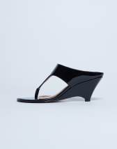 Topshop Ally toe thong wedge sandal in black