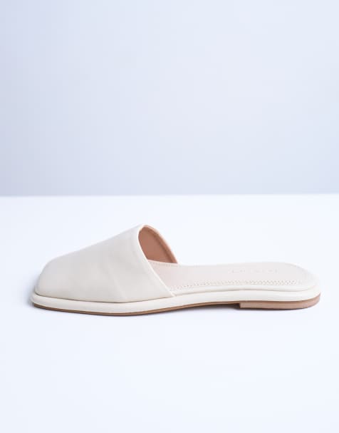 Topshop - Almina - Mules en cuir véritable à bout carré - Blanc cassé - view 1