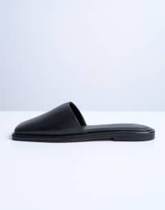 Almina real leather square toe mules in black