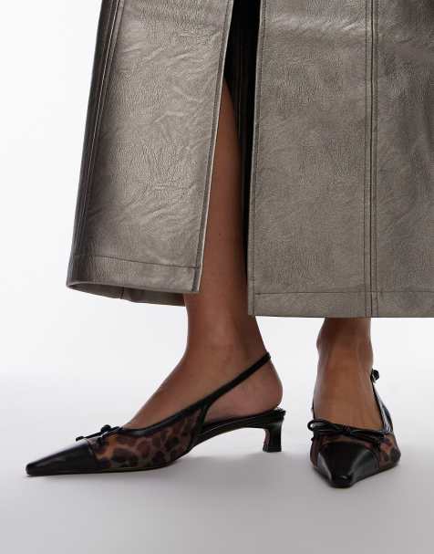 Topshop - Alya - Slingback pumps van mesh met halfhoge hak in luipaardprint - view 1