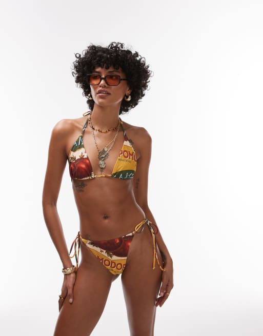 Topshop – Amalfi – Dół od bikini o fasonie stringów z kolorowym wzorem