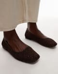 [Topshop] Topshop Amara crochet mesh ballet shoes in chocolate-Brown 41 Chocoalte