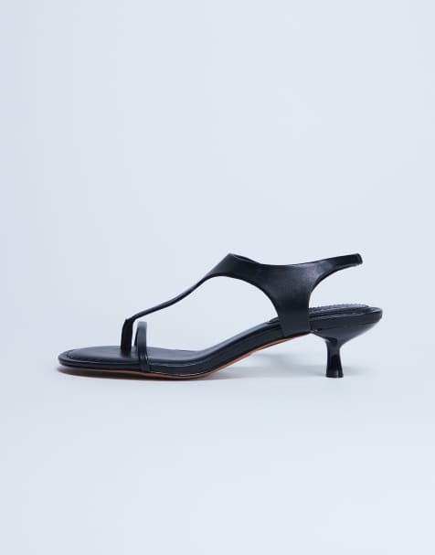 Topshop – Amber – Czarne japonki na średnim obcasie - view 1