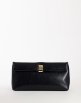 Topshop Amber oversized  fold over clutch bag with hardware in black