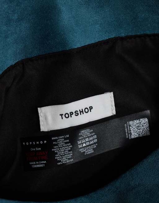 Topshop Amber oversized suedette fold over clutch bag with hardware in teal, 4 of 4