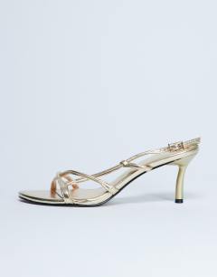 Amelia minimal mid heel sandal in gold