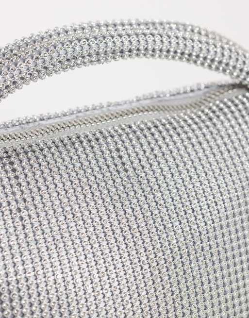 Topshop Ammie embellished grab bag in silver, 4 of 4