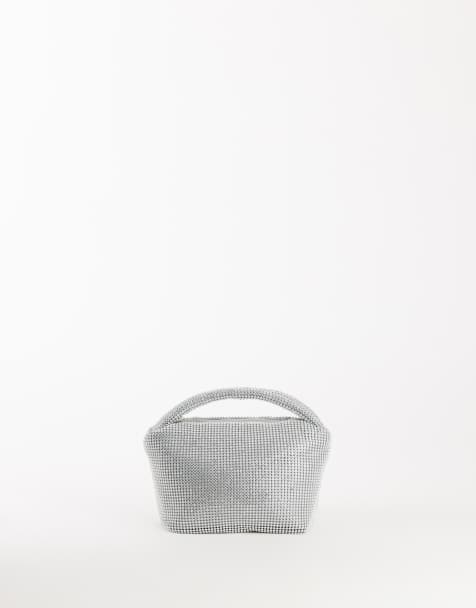 Topshop Ammie small embellished grab bag in silver - view 1