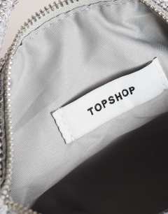 Model wearing Ammie small embellished grab bag in silver