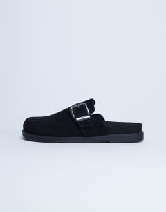 Amy slip on mule with buckle in black