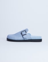 Topshop Amy slip on mule with buckle in light blue